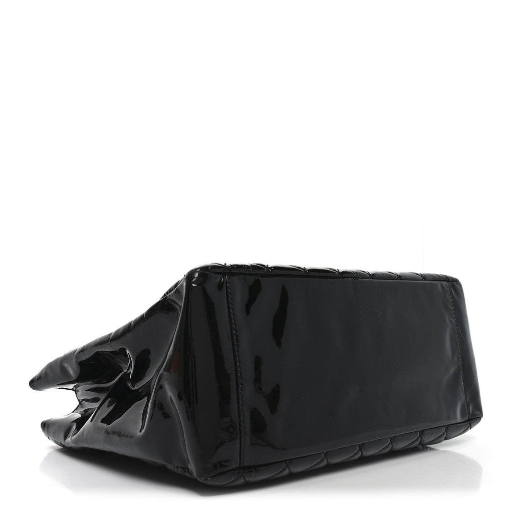 Chanel Patent Quilted Grand Shopping Tote GST Black