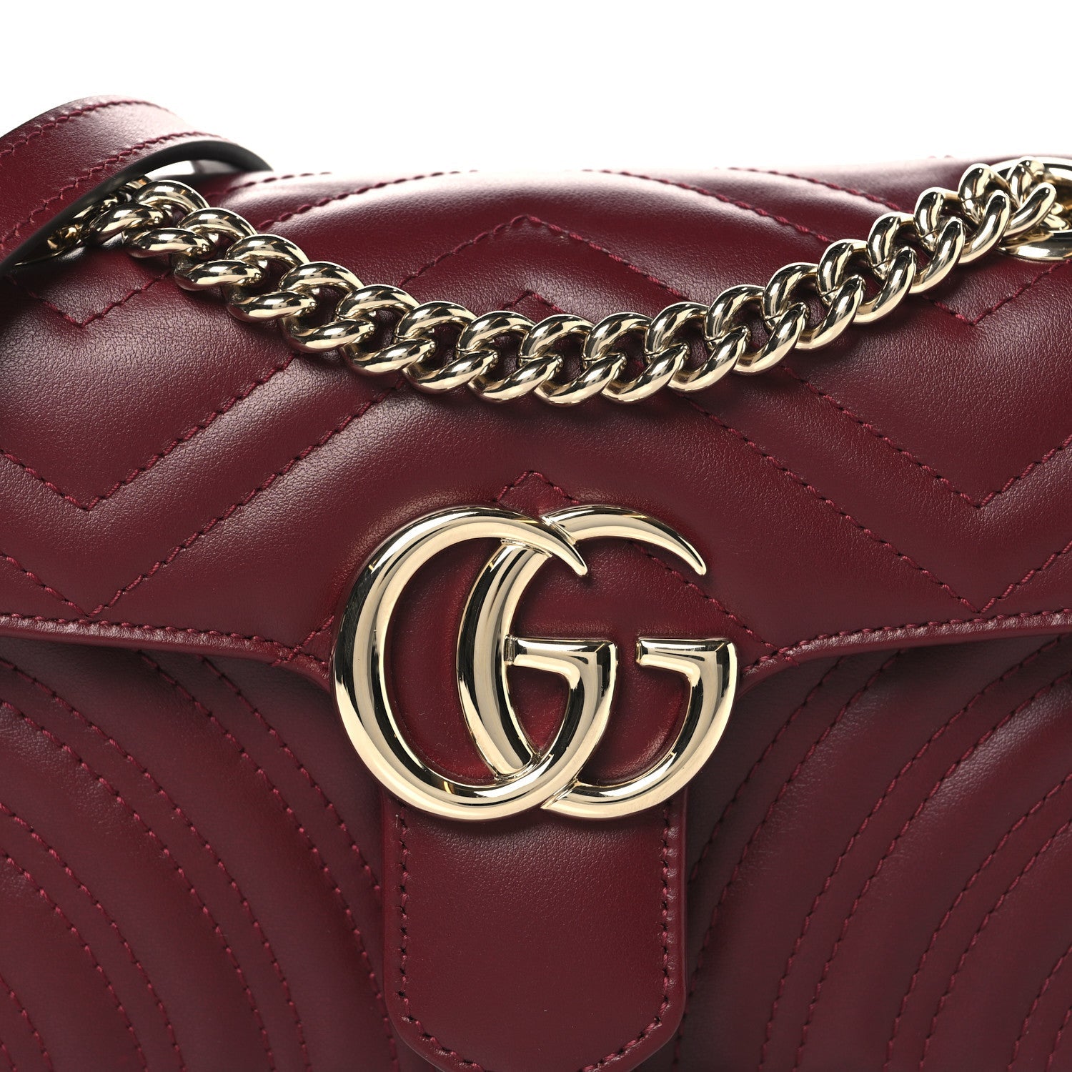Gucci Calfskin Matelasse Small GG Marmont Shoulder Bag Rosso Ancora