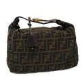 FENDI Zucca Canvas Hand Bag Nylon Brown Black  48233