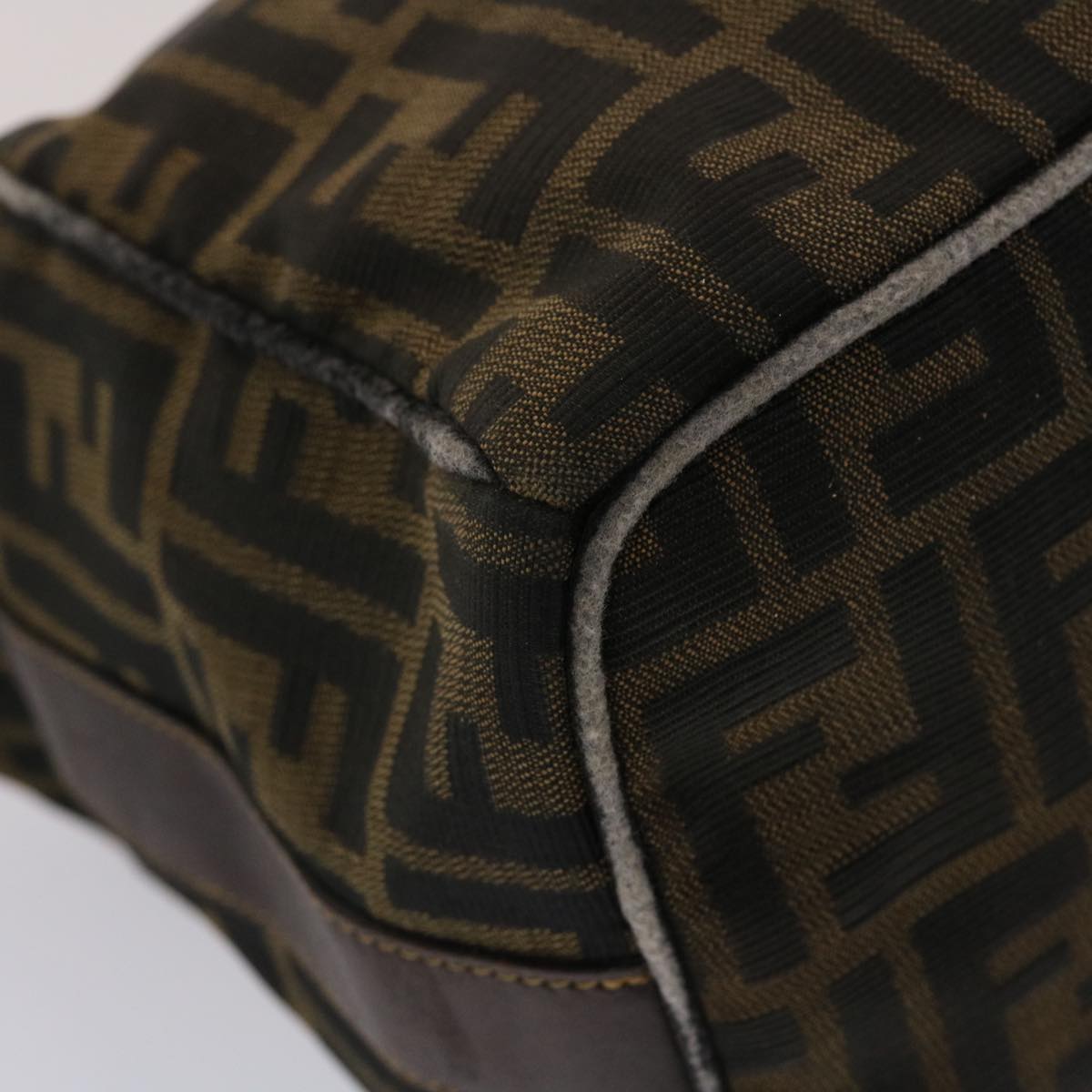 FENDI Zucca Canvas Hand Bag Nylon Brown Black  48233