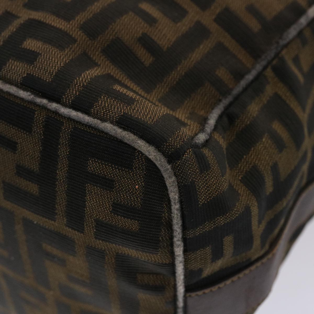 FENDI Zucca Canvas Hand Bag Nylon Brown Black  48233