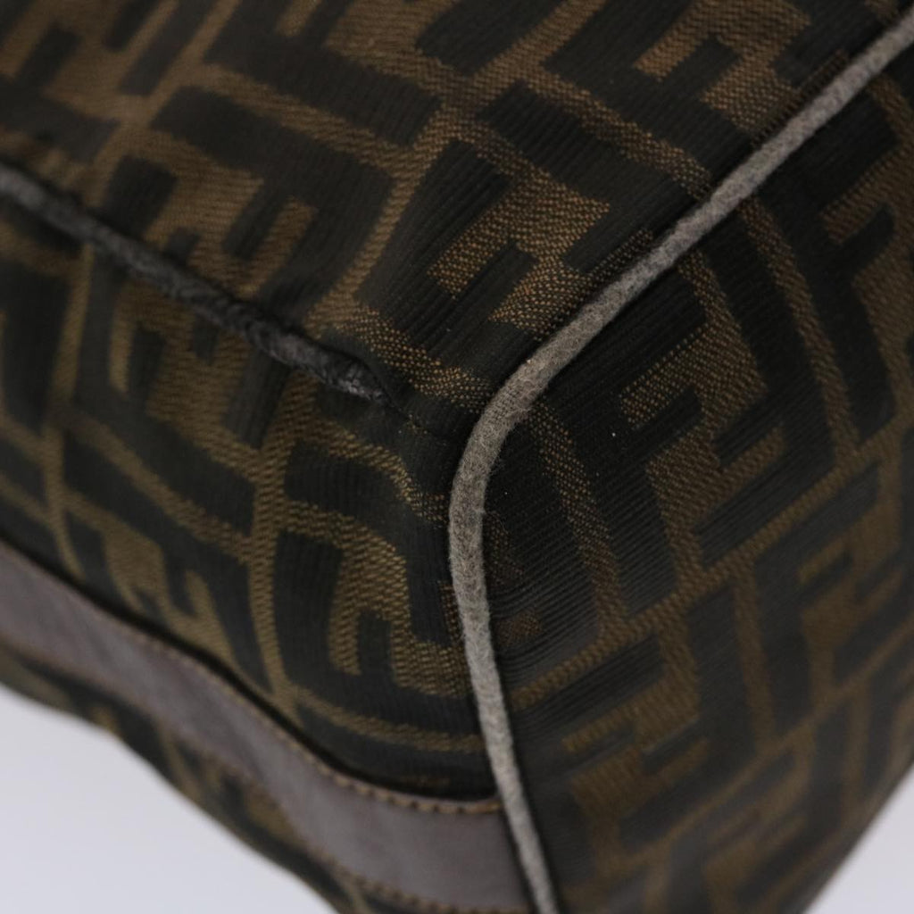 FENDI Zucca Canvas Hand Bag Nylon Brown Black  48233