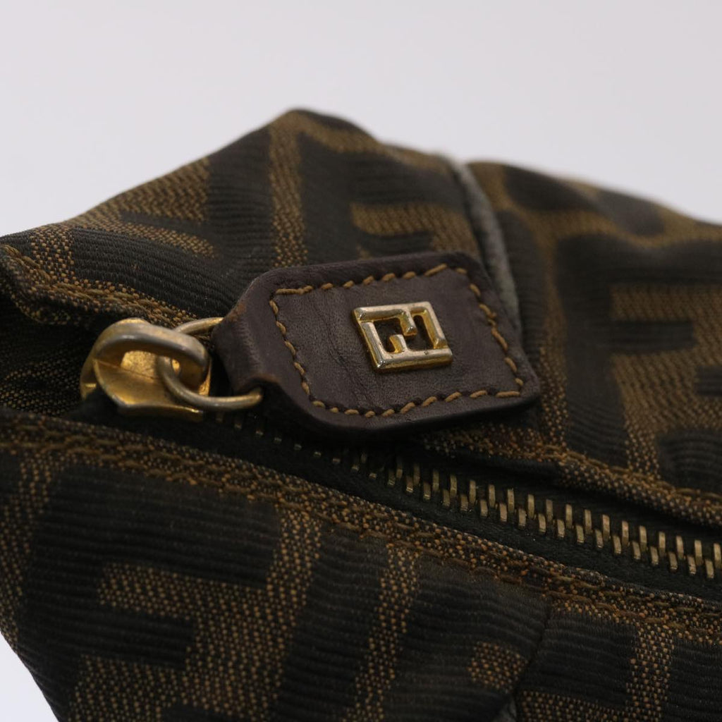 FENDI Zucca Canvas Hand Bag Nylon Brown Black  48233