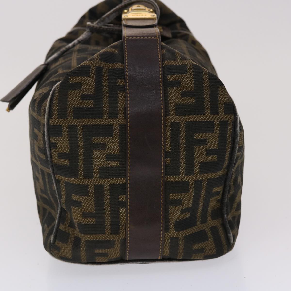 FENDI Zucca Canvas Hand Bag Nylon Brown Black  48233