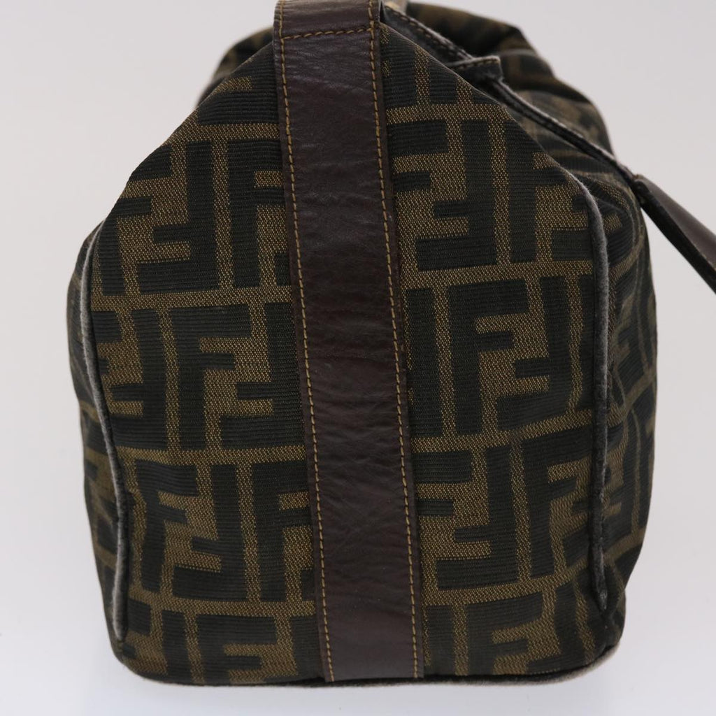 FENDI Zucca Canvas Hand Bag Nylon Brown Black  48233