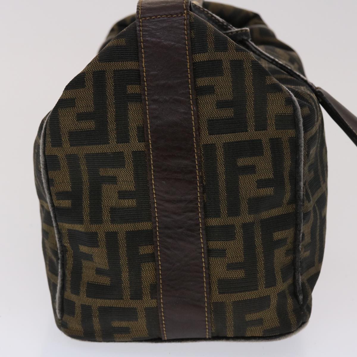 FENDI Zucca Canvas Hand Bag Nylon Brown Black  48233