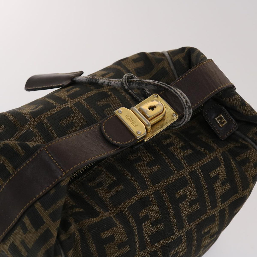 FENDI Zucca Canvas Hand Bag Nylon Brown Black  48233