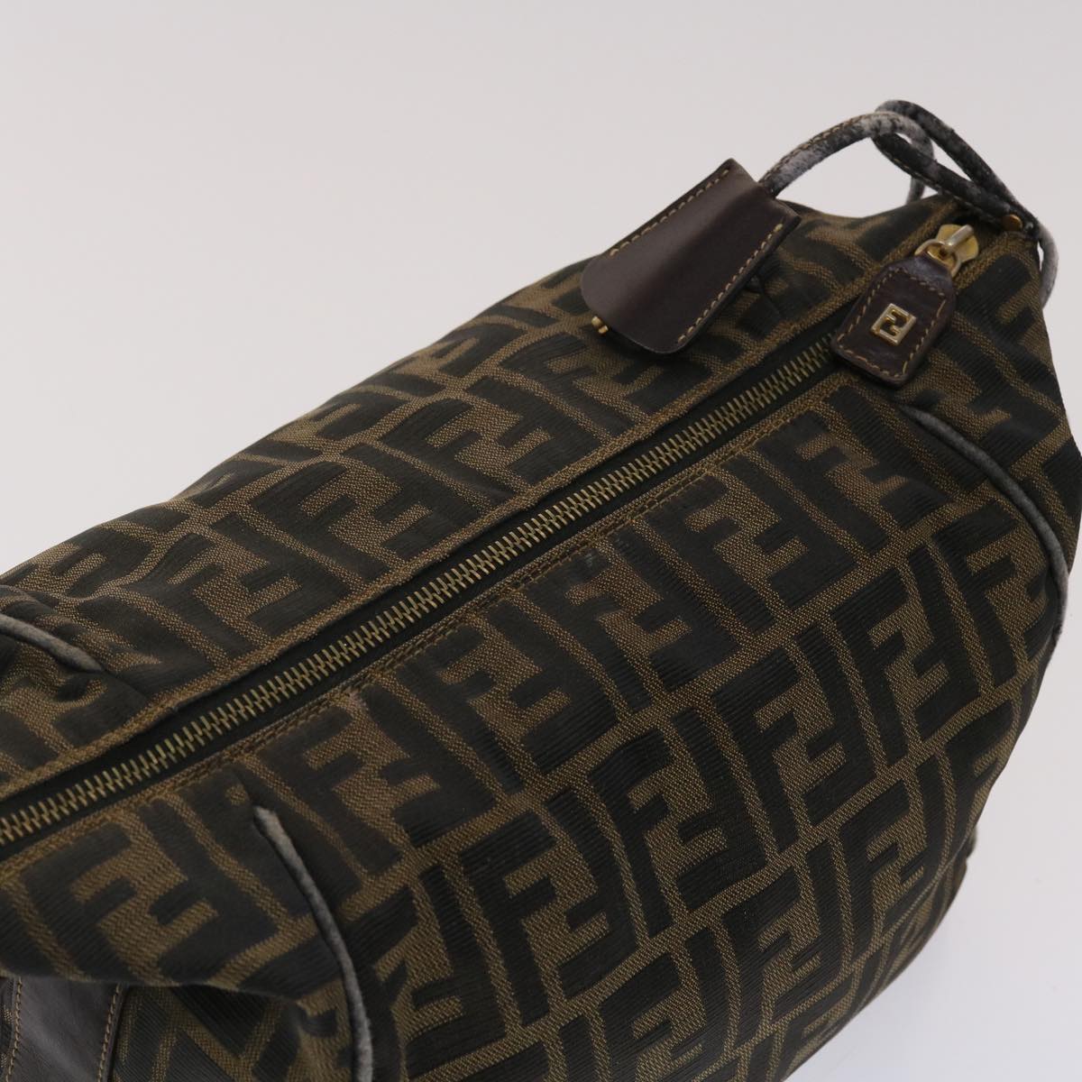 FENDI Zucca Canvas Hand Bag Nylon Brown Black  48233