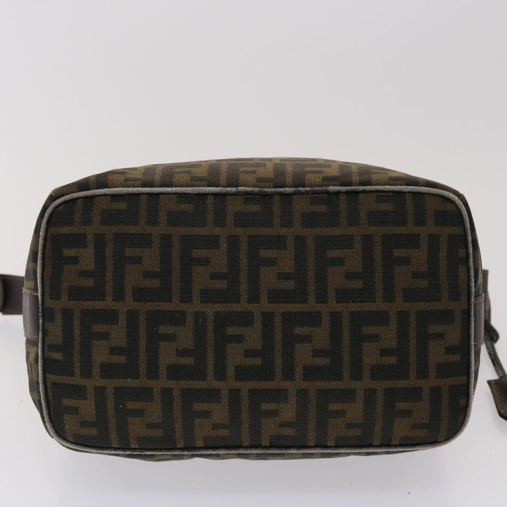 FENDI Zucca Canvas Hand Bag Nylon Brown Black  48233