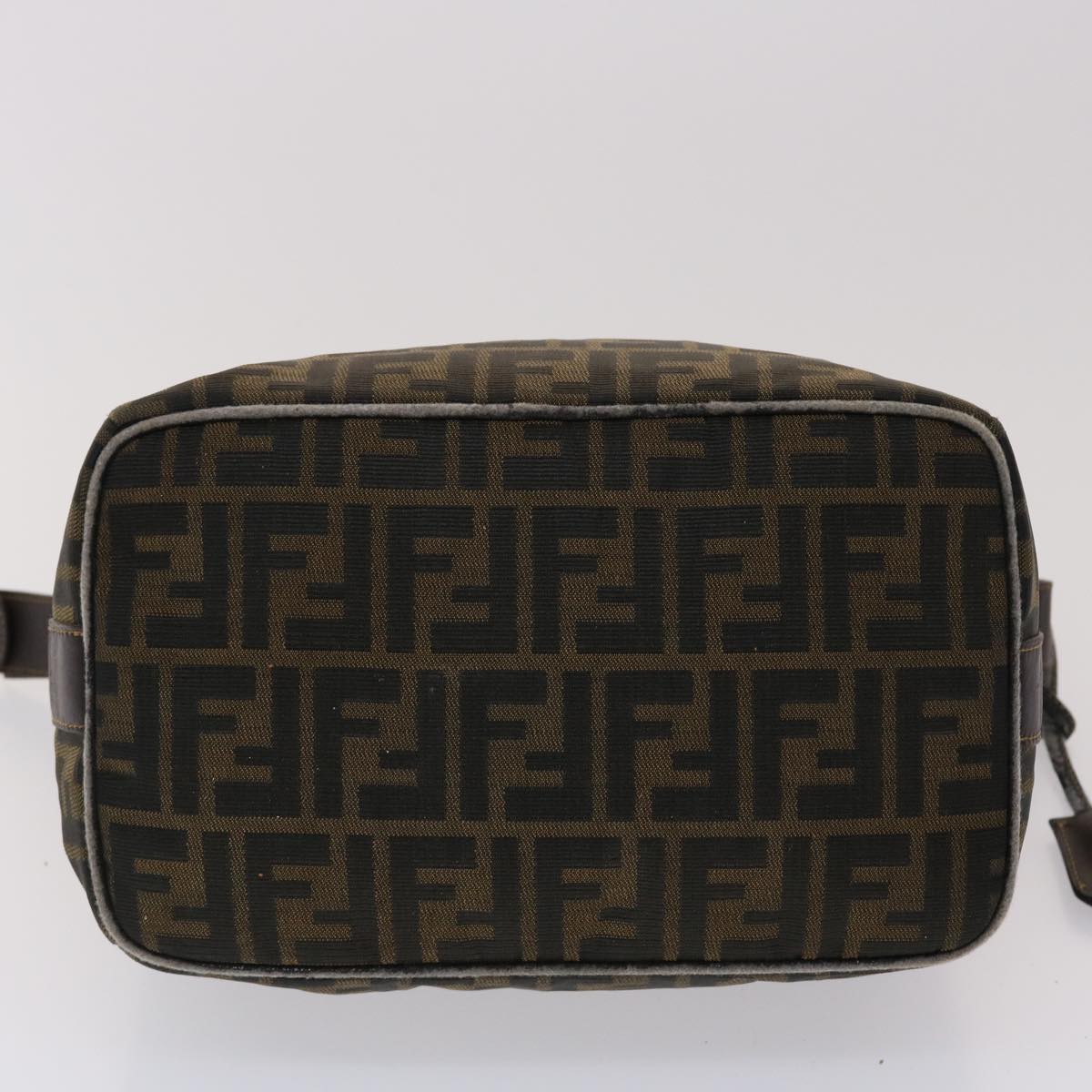 FENDI Zucca Canvas Hand Bag Nylon Brown Black  48233