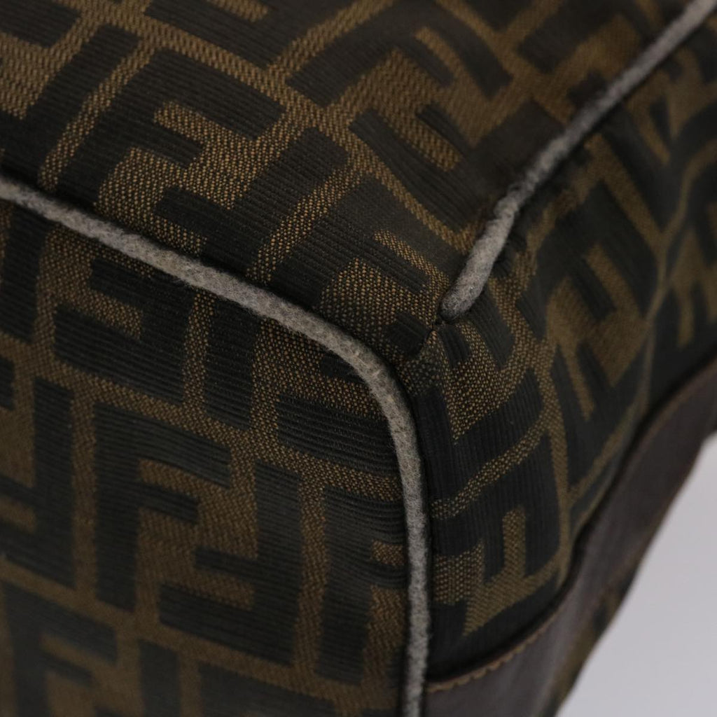 FENDI Zucca Canvas Hand Bag Nylon Brown Black  48233