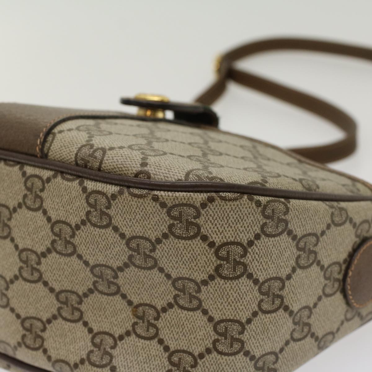 GUCCI GG Canvas Web Sherry Line Shoulder Bag Beige Green 39.02.032  48249