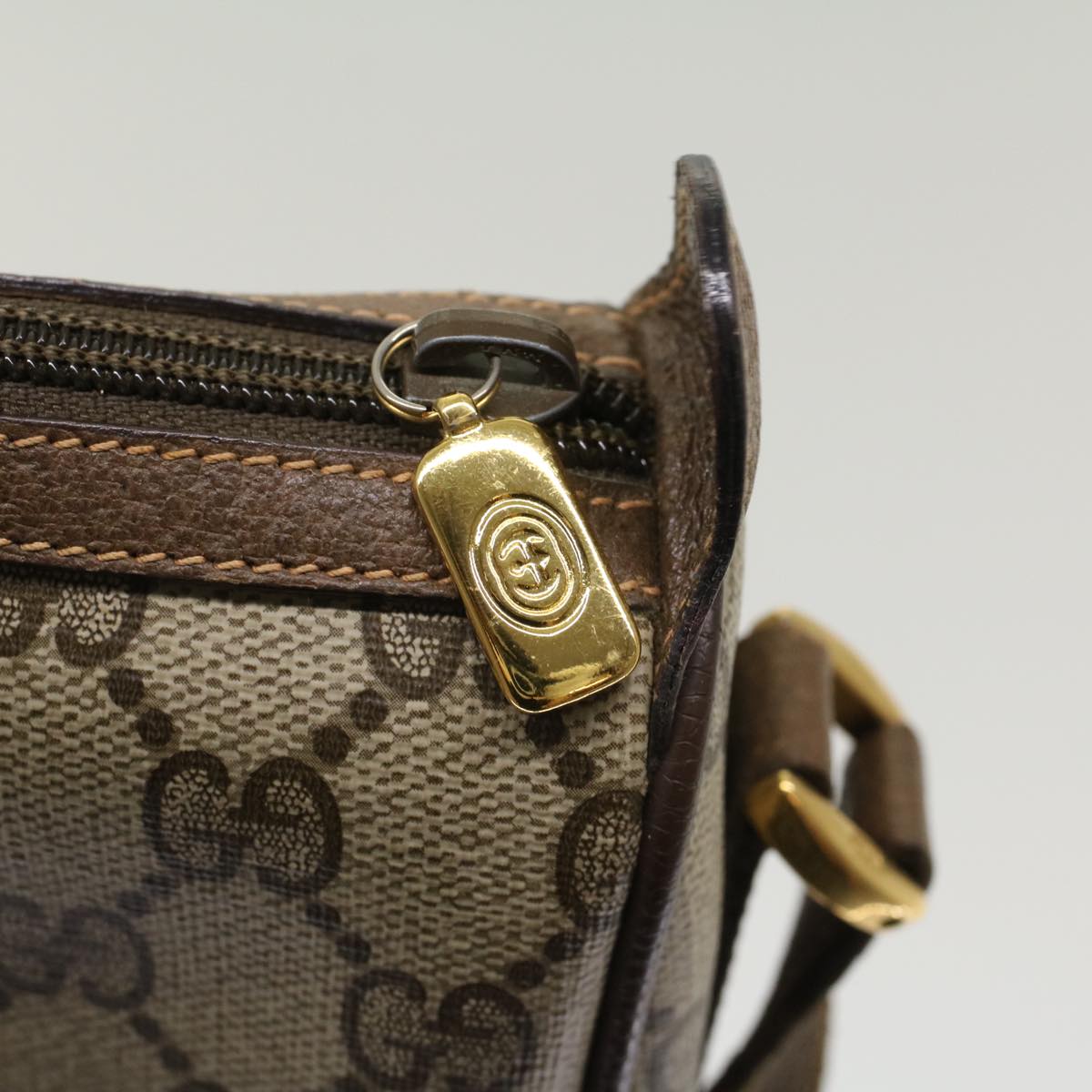 GUCCI GG Canvas Web Sherry Line Shoulder Bag Beige Green 39.02.032  48249