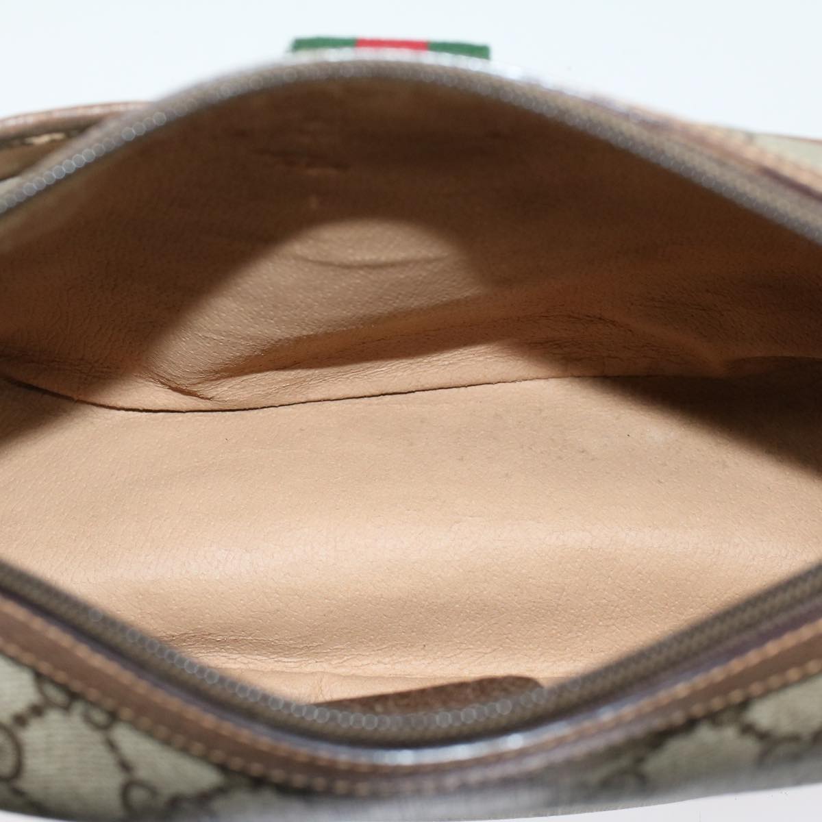 GUCCI GG Canvas Web Sherry Line Shoulder Bag Beige Green 39.02.032  48249