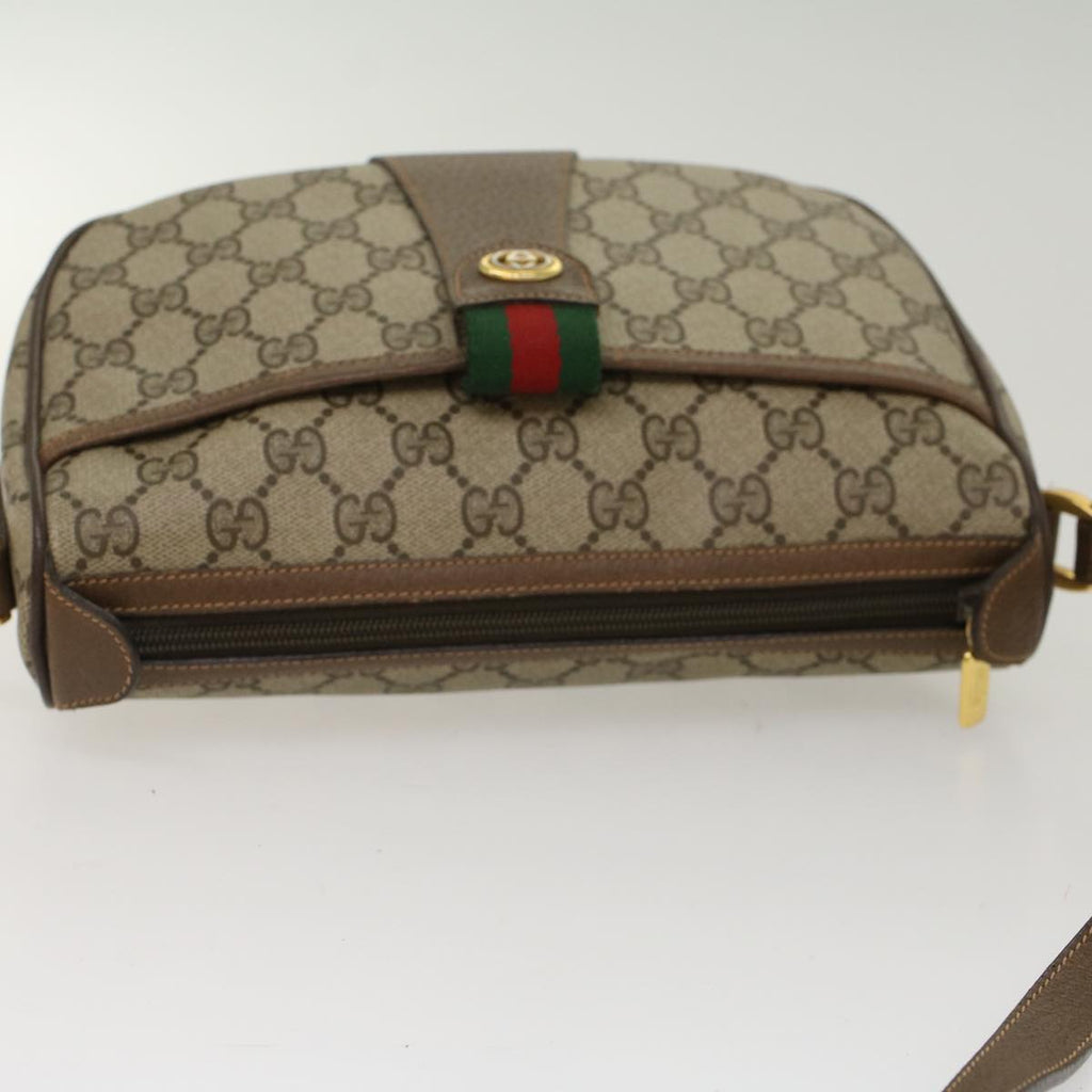 GUCCI GG Canvas Web Sherry Line Shoulder Bag Beige Green 39.02.032  48249