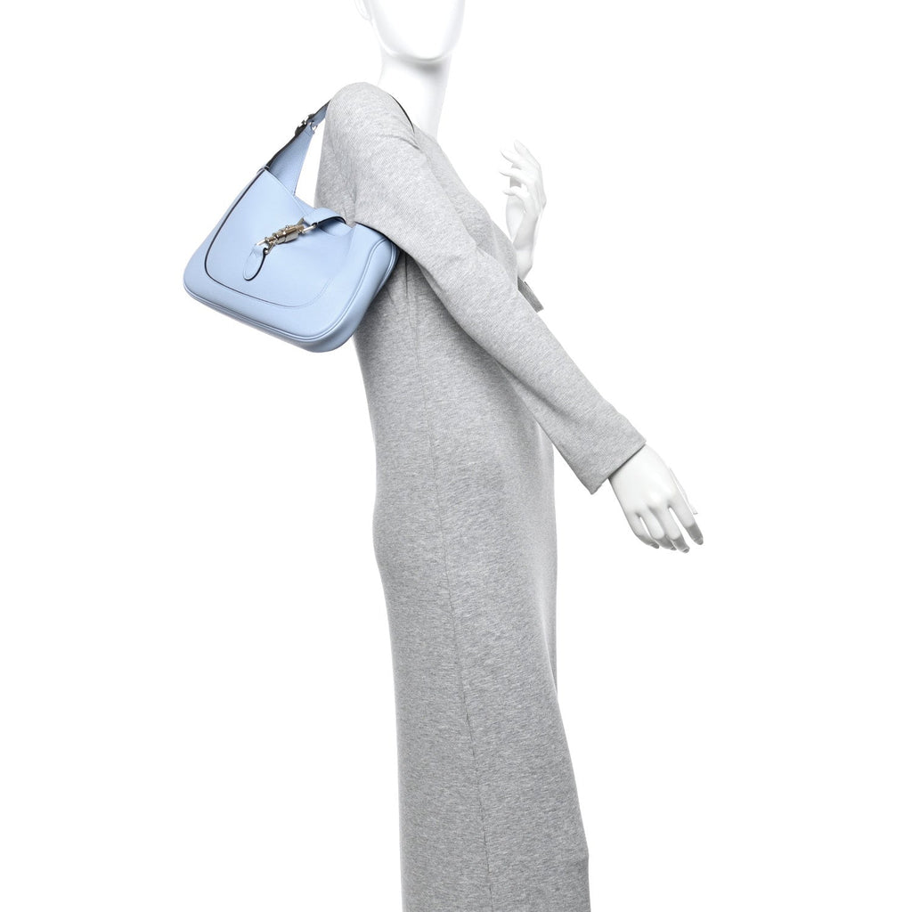 Gucci Grained Calfskin Web Medium Jackie 1961 Hobo Light Blue