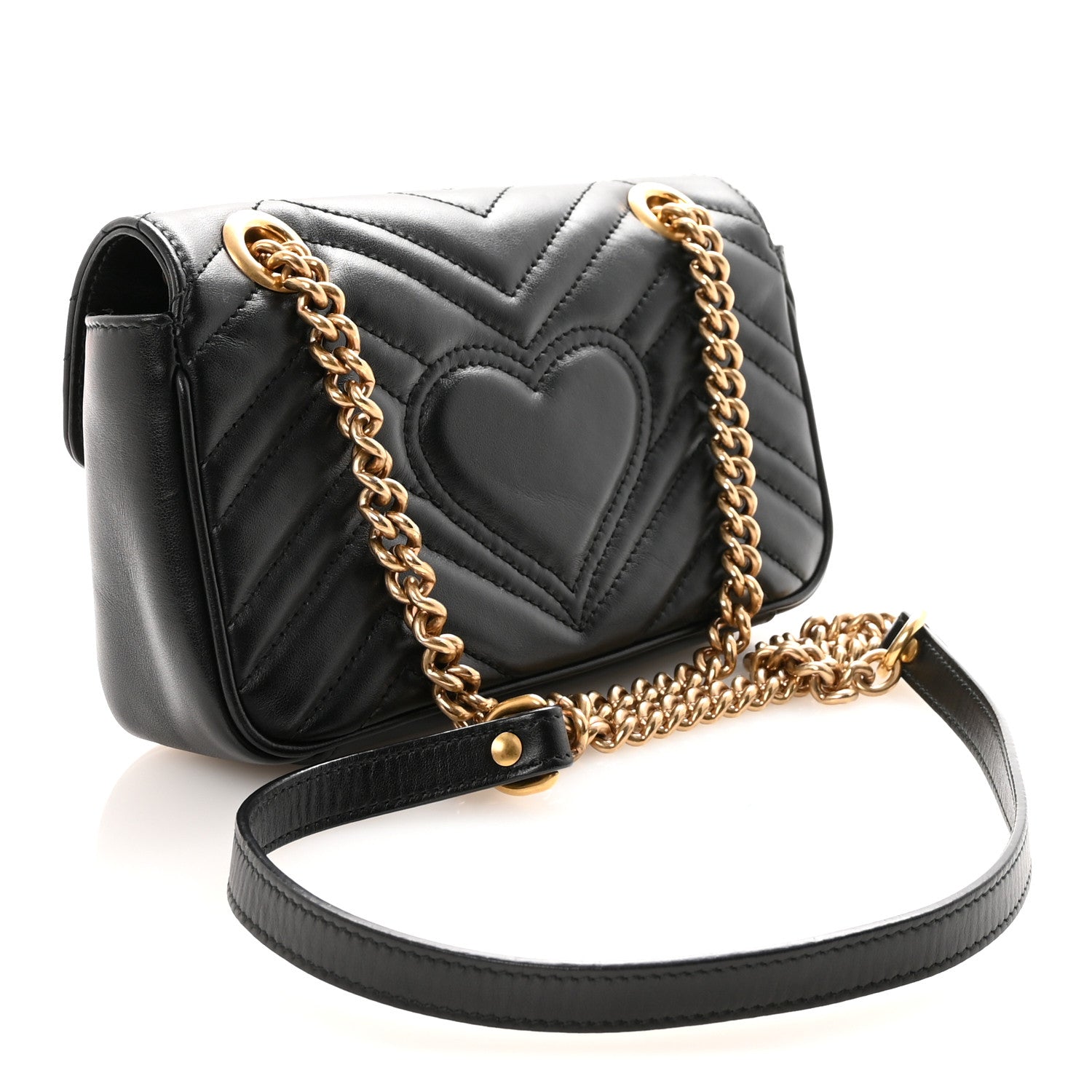 Gucci Calfskin Matelasse Mini GG Marmont Shoulder Bag Black