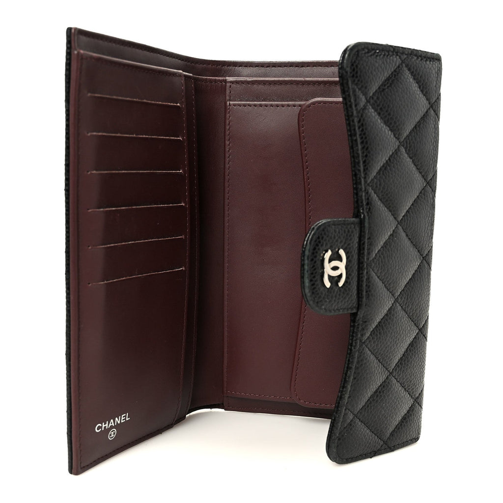 Caviar Quilted Large Flap Wallet Black