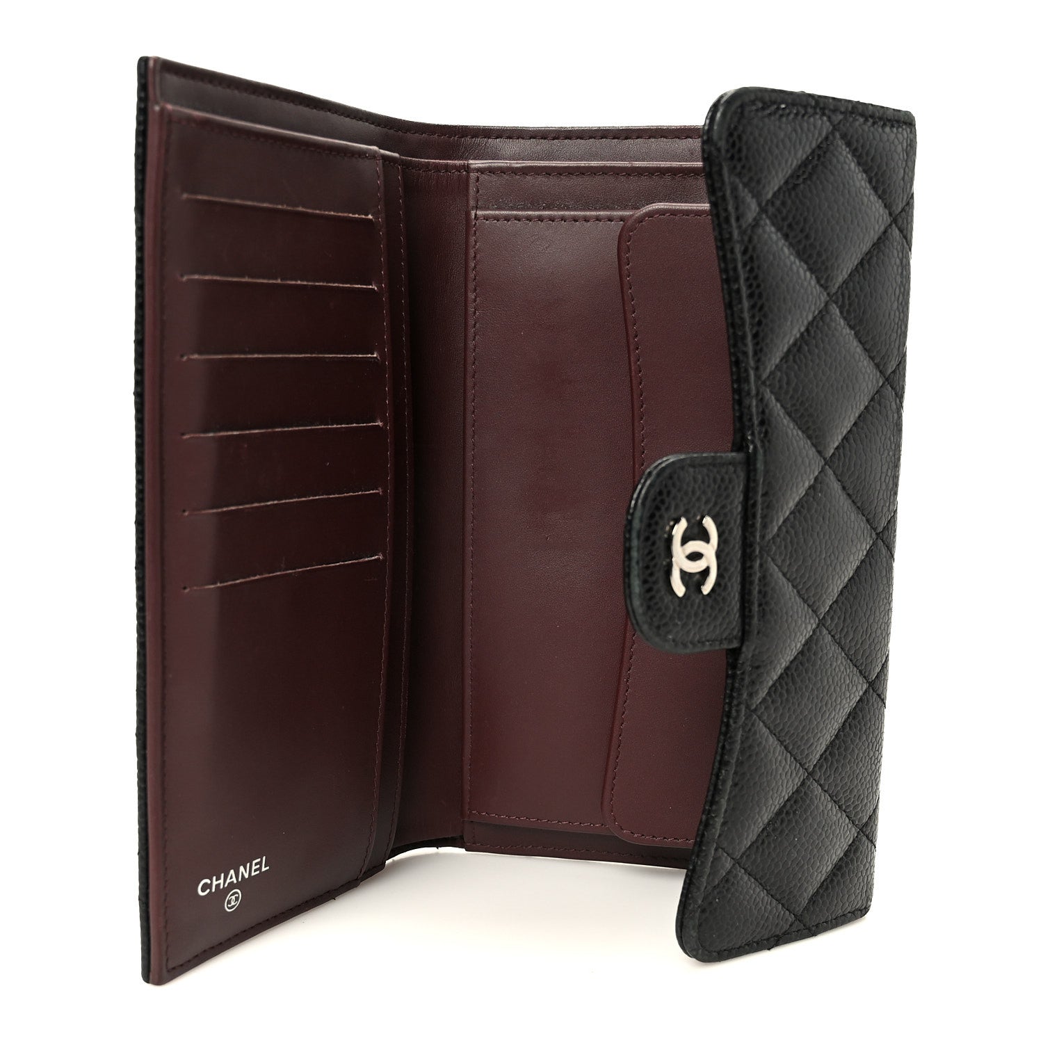 Caviar Quilted Large Flap Wallet Black