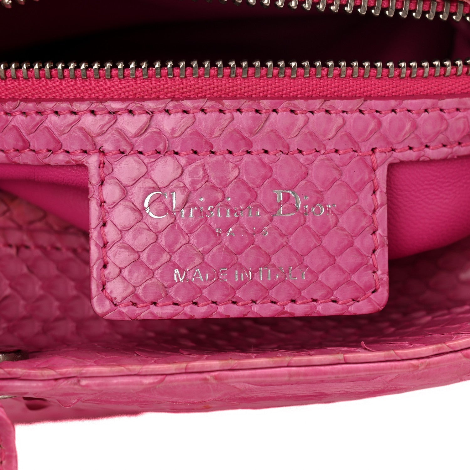 Christian Dior Snakeskin Medium Lady Dior Pink