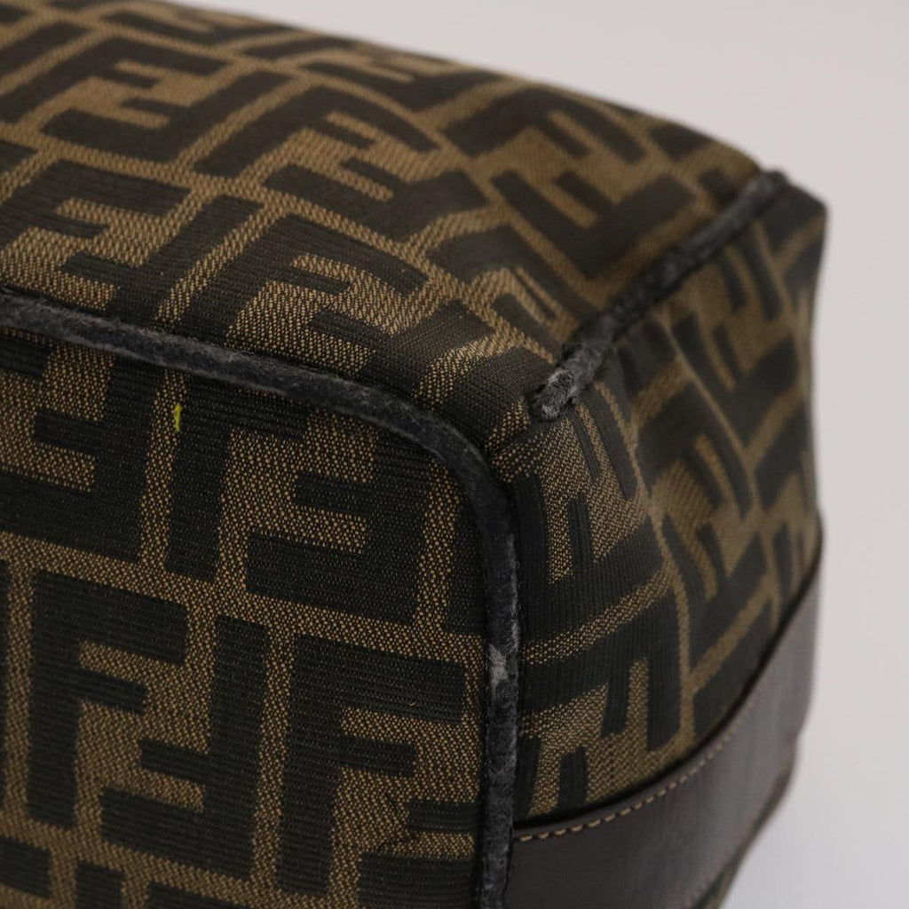 FENDI Zucca Canvas Hand Bag Leather Black Brown  48281