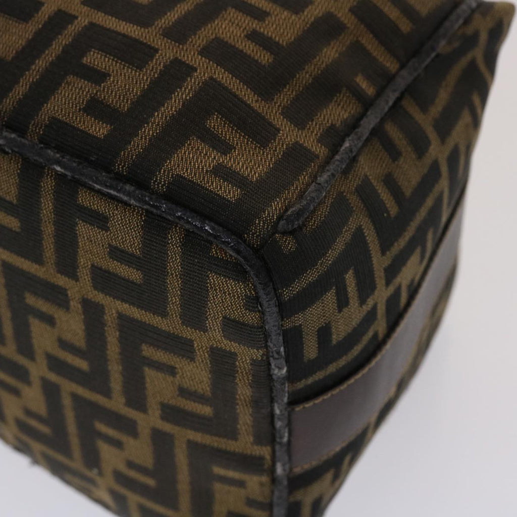 FENDI Zucca Canvas Hand Bag Leather Black Brown  48281
