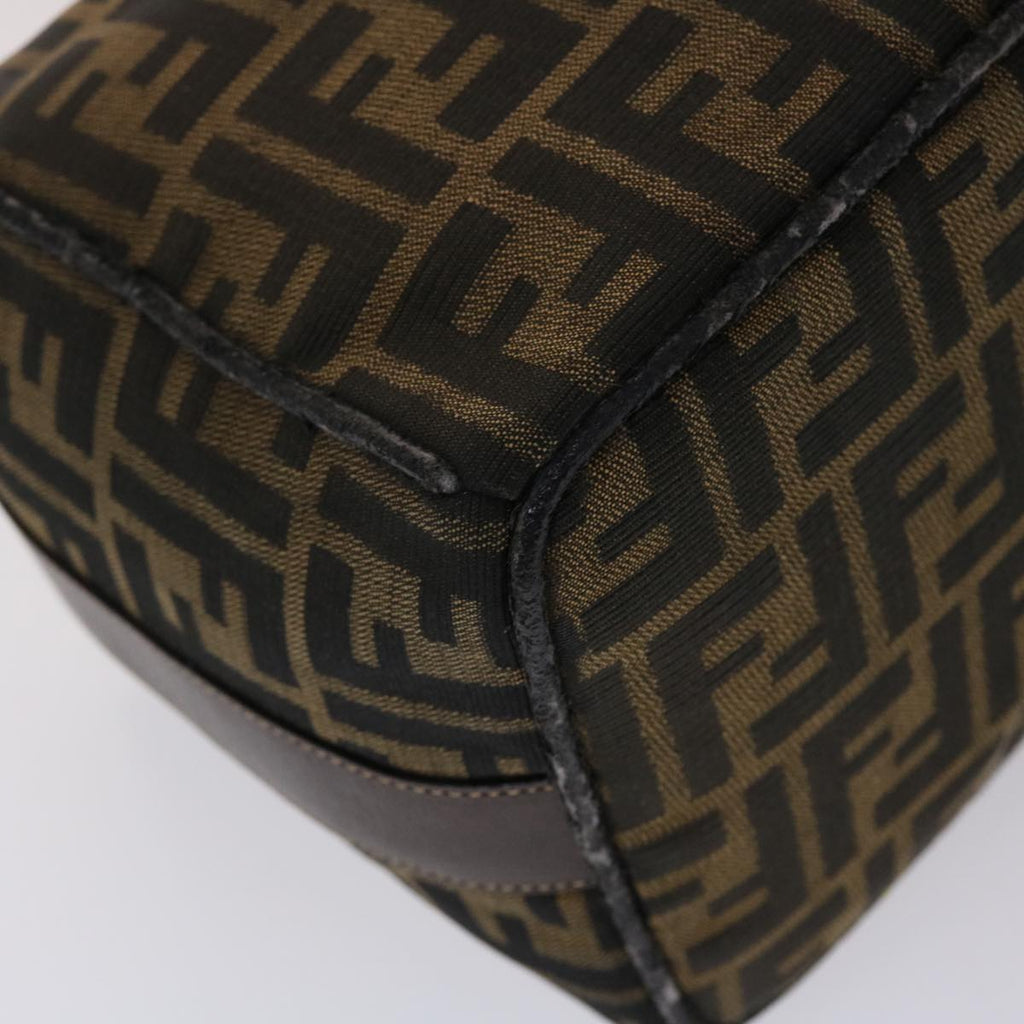 FENDI Zucca Canvas Hand Bag Leather Black Brown  48281
