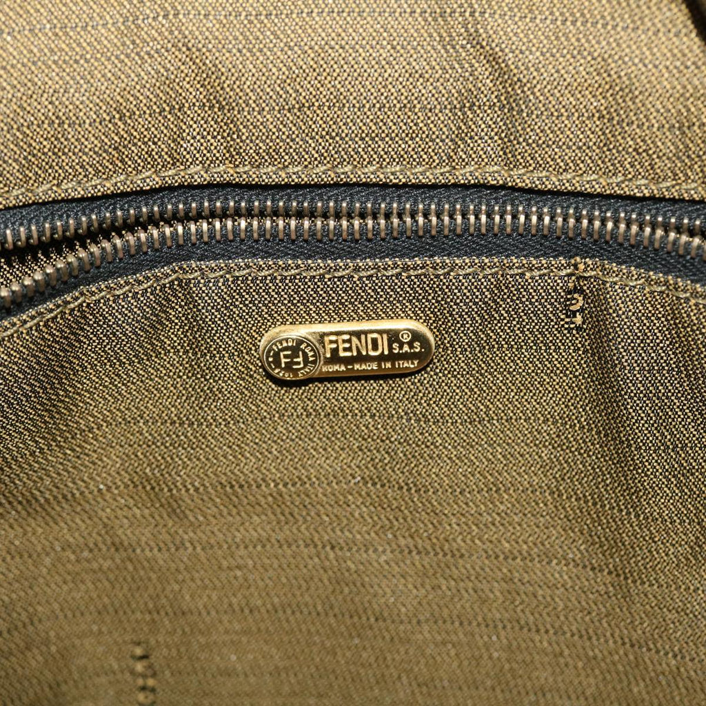FENDI Zucca Canvas Hand Bag Leather Black Brown  48281