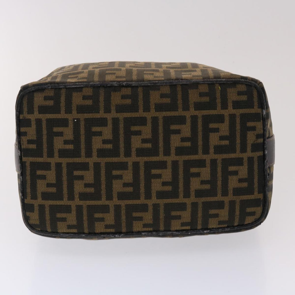 FENDI Zucca Canvas Hand Bag Leather Black Brown  48281