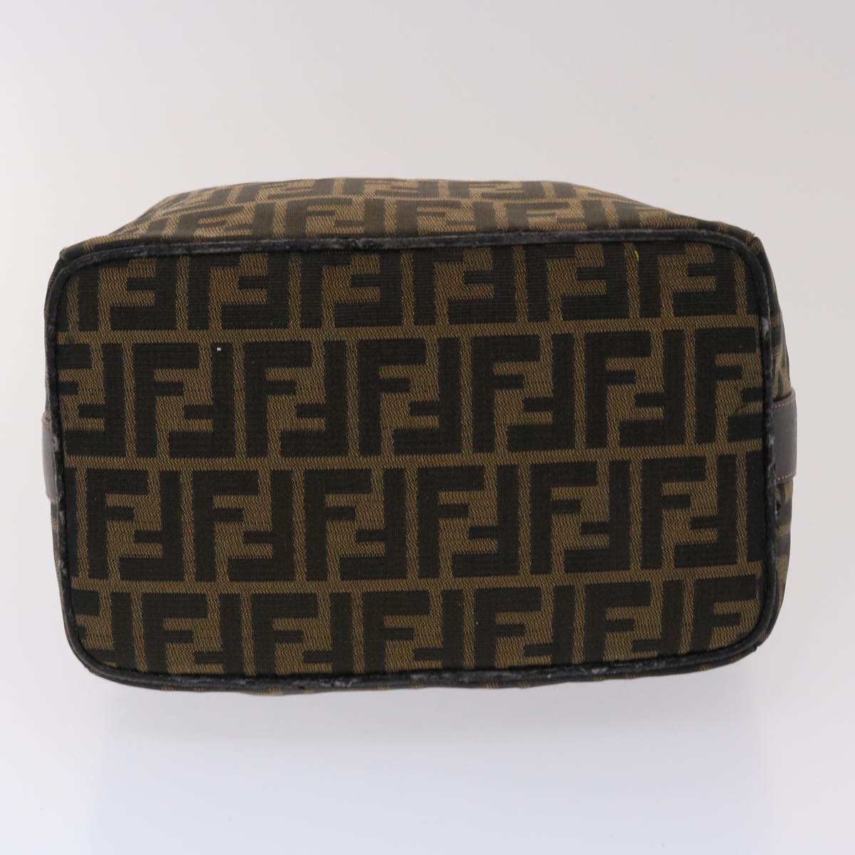 FENDI Zucca Canvas Hand Bag Leather Black Brown  48281