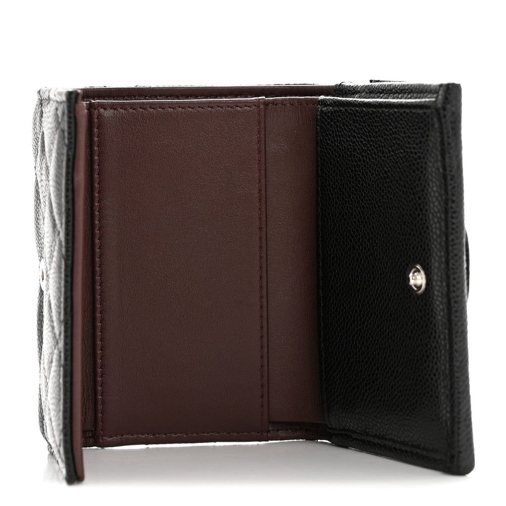Caviar Quilted Double Flap Wallet Black