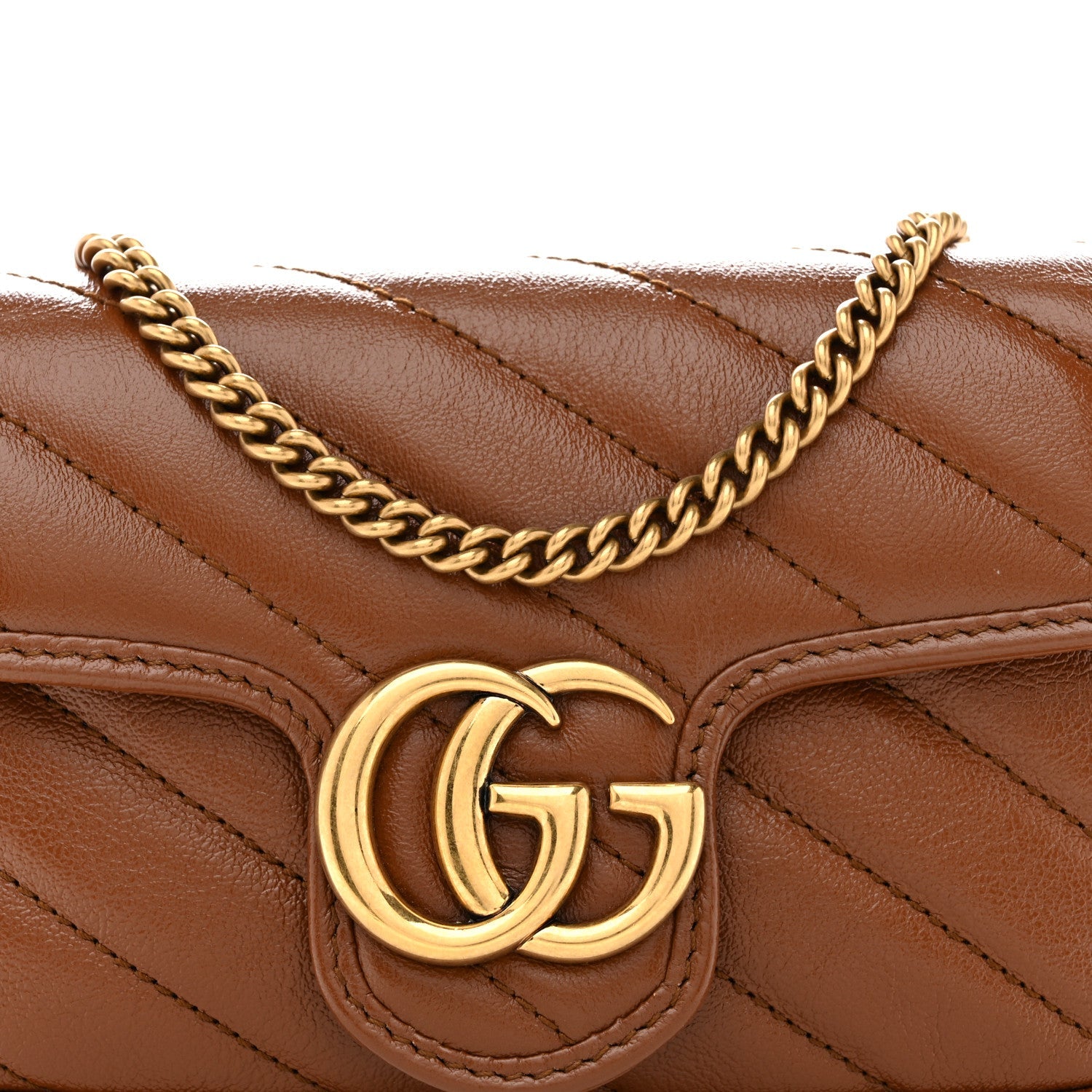 Gucci Azalea Calfskin Matelasse Diagonal Super Mini GG Marmont Shoulder Bag Cuir