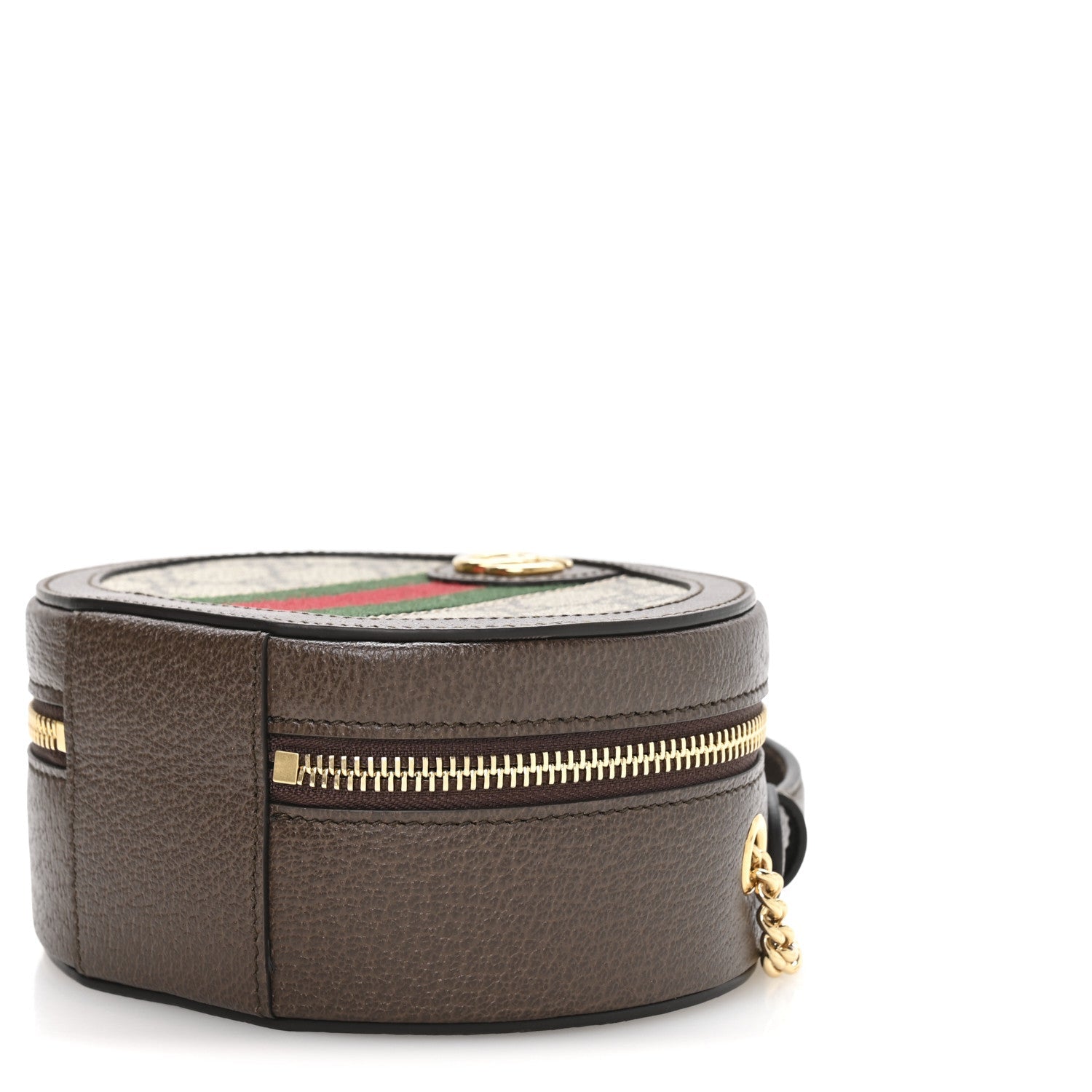 Gucci GG Supreme Monogram Top Handle Web Mini Ophidia Round Shoulder Bag Brown