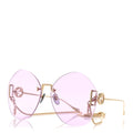 Gucci Metal Round Chain Sunglasses GG1203S Gold Purple