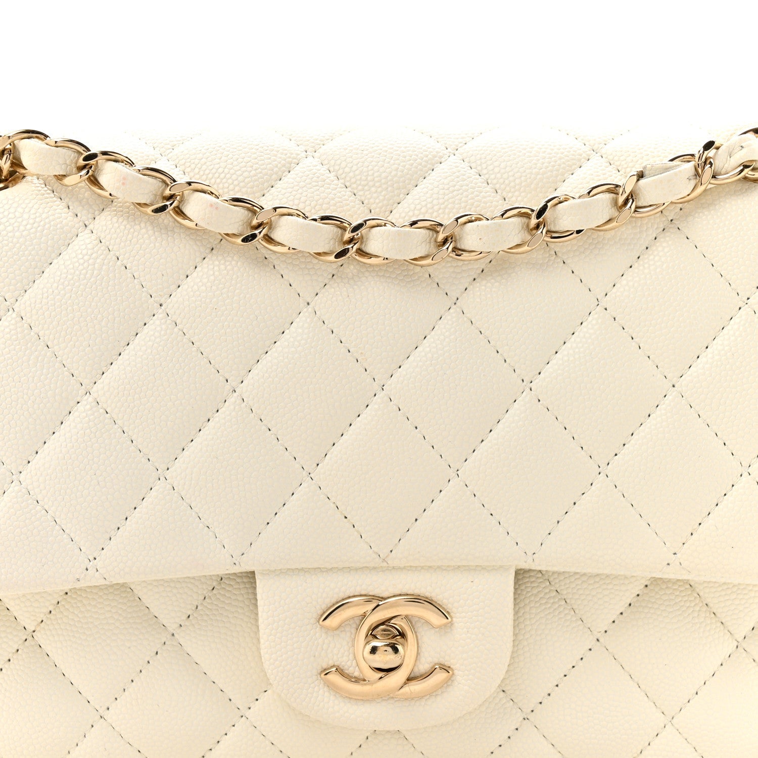 Chanel Caviar Quilted Medium Double Flap White