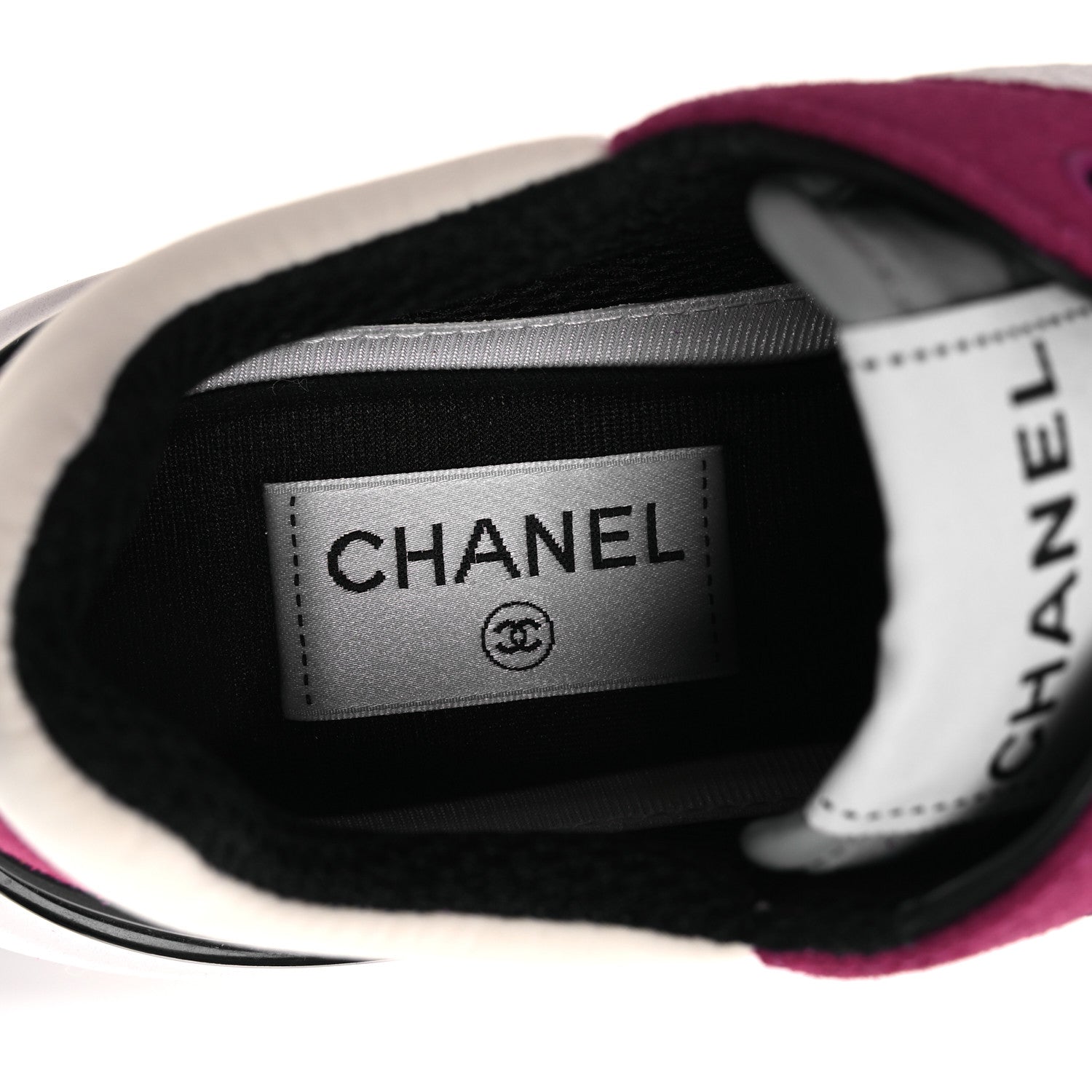 Mesh Suede Calfskin Womens CC Sneakers 36 White Dark Pink Grey