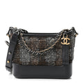 Chanel Tweed Calfskin Small Gabrielle Hobo Brown