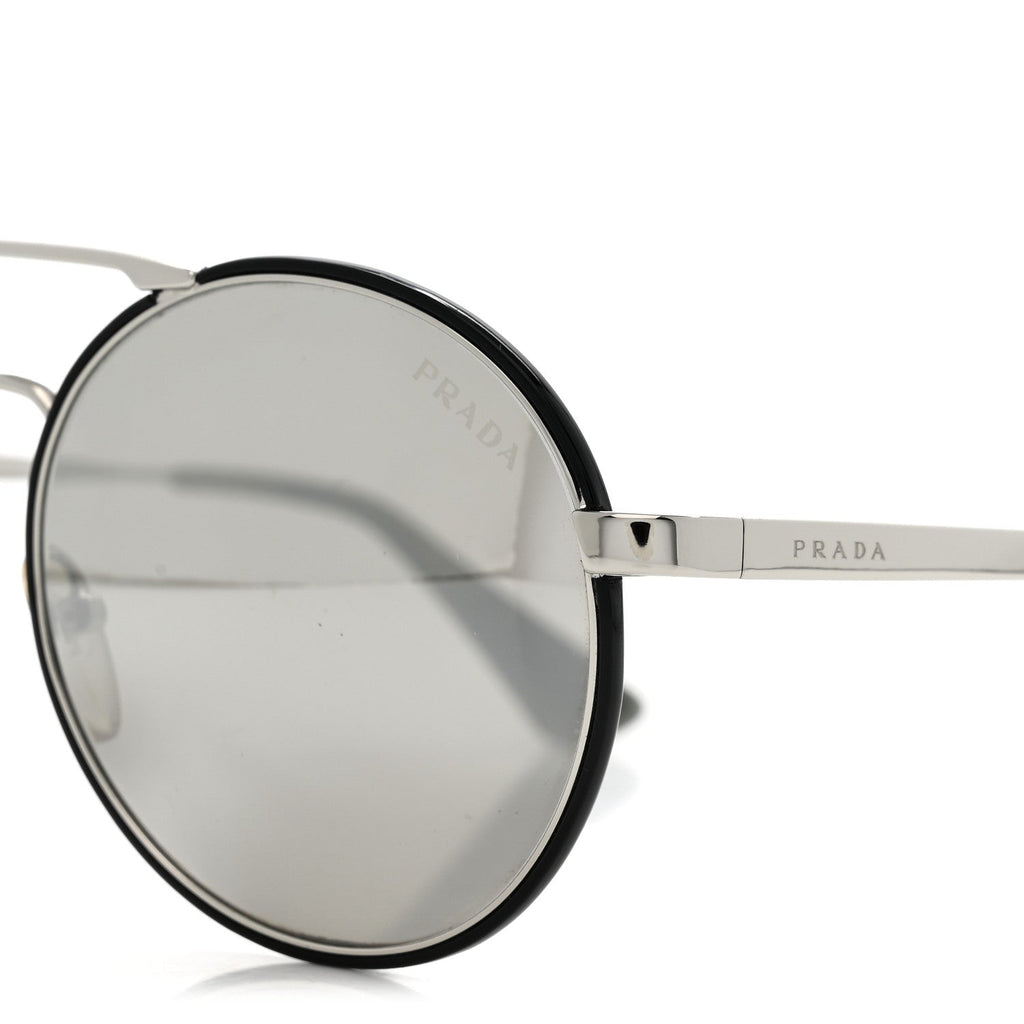 Prada Round Sunglasses SPR 51S Black Silver