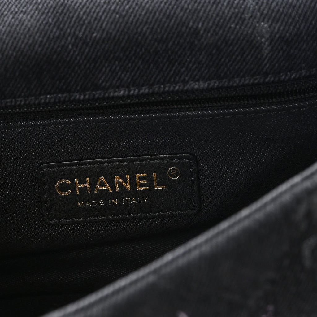 Chanel Denim Quilted Denim Mood Mini Rectangular Flap Black Multicolor