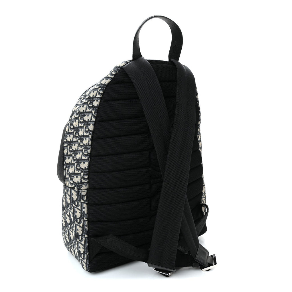 Christian Dior Oblique Calfskin Rider Backpack Beige Black