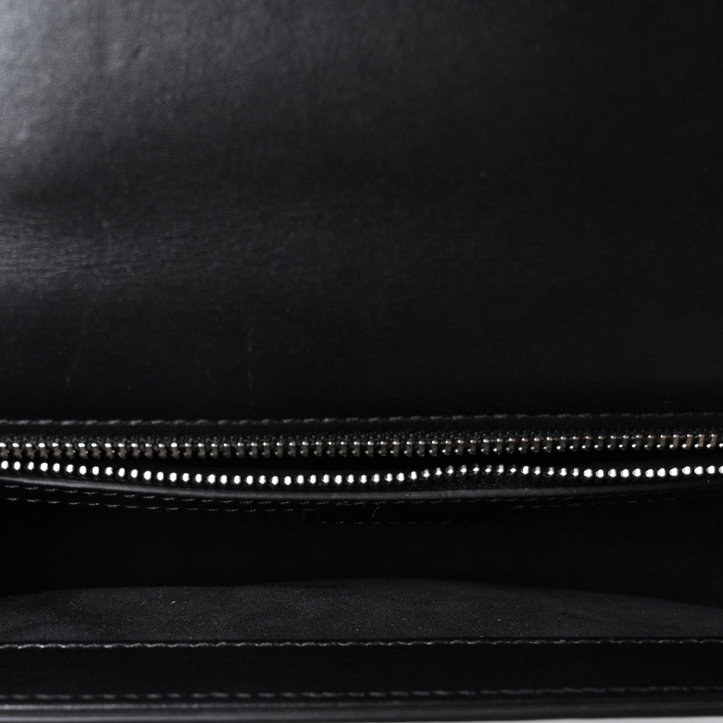 Gucci Senna Calfskin Petite GG Top Handle Shoulder Bag Black