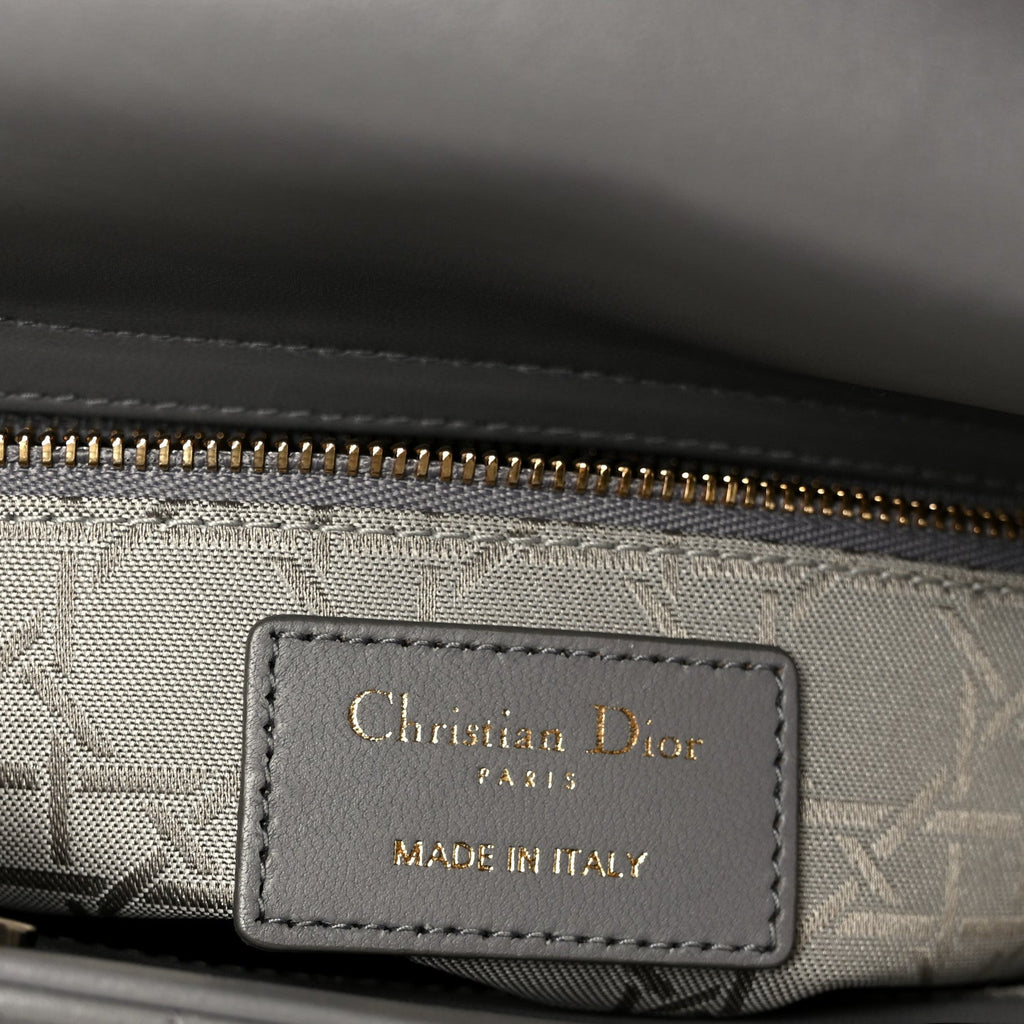 Christian Dior Lambskin Cannage Small Lucky Badges My Lady Dior Grey