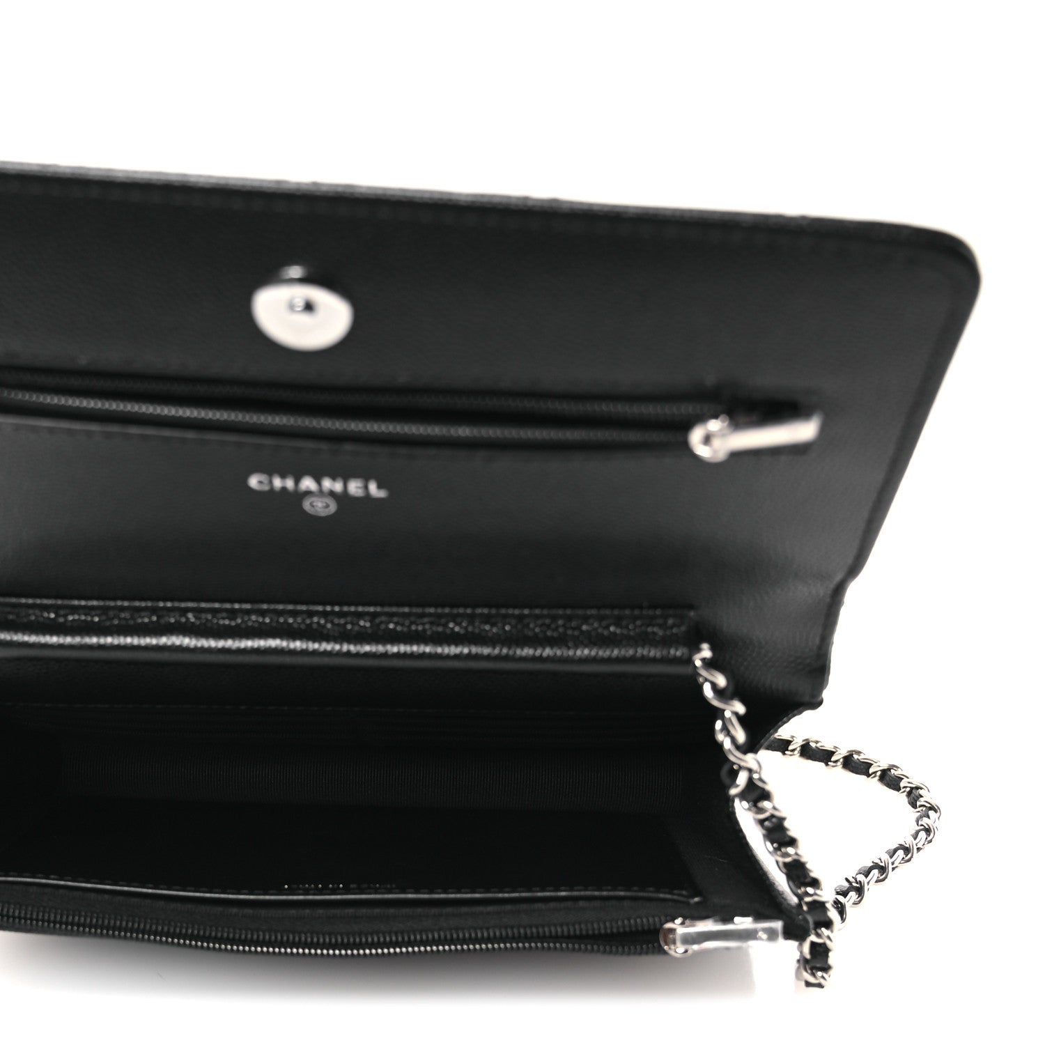 Chanel Caviar Quilted Crystal Star Wallet On Chain Black