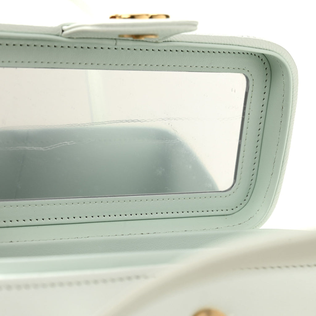 Chanel Shiny Caviar Preppy Coco Long Vanity With Strap Light Blue