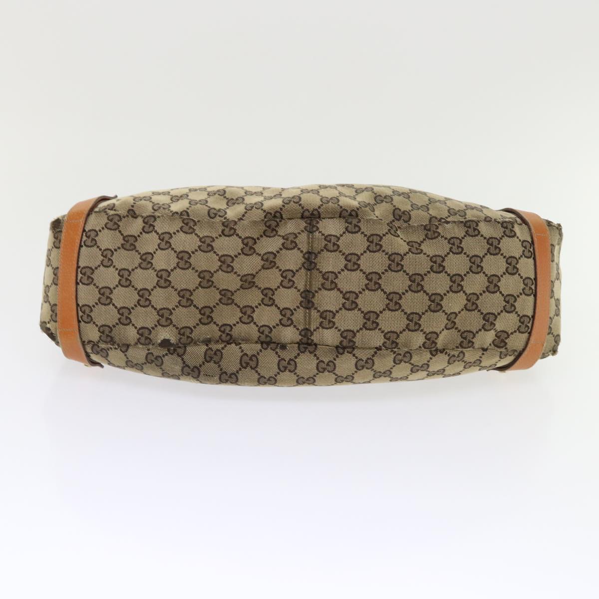 GUCCI GG Canvas Hand Bag Leather Brown  48449