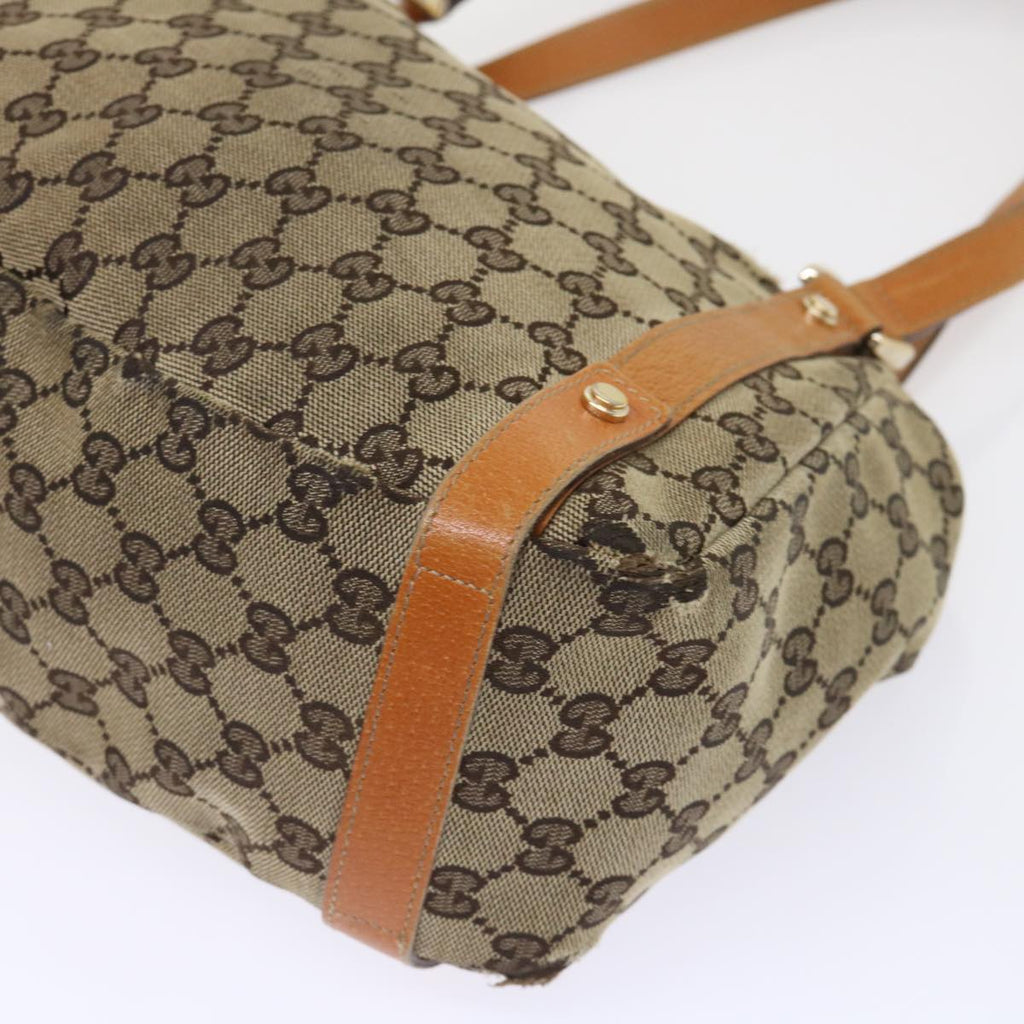 GUCCI GG Canvas Hand Bag Leather Brown  48449
