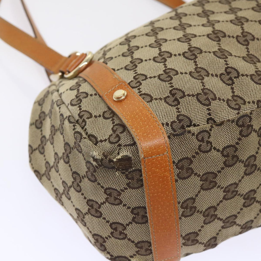 GUCCI GG Canvas Hand Bag Leather Brown  48449