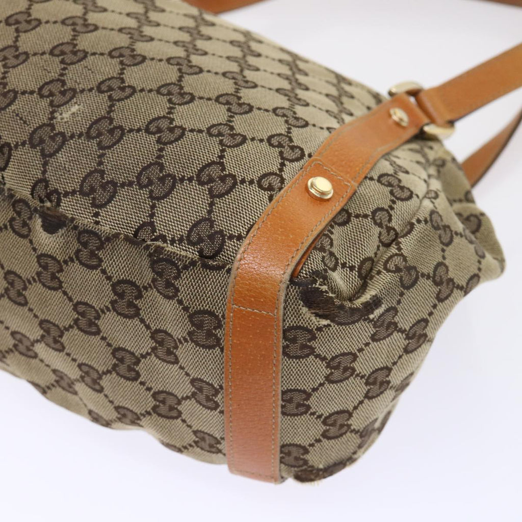 GUCCI GG Canvas Hand Bag Leather Brown  48449
