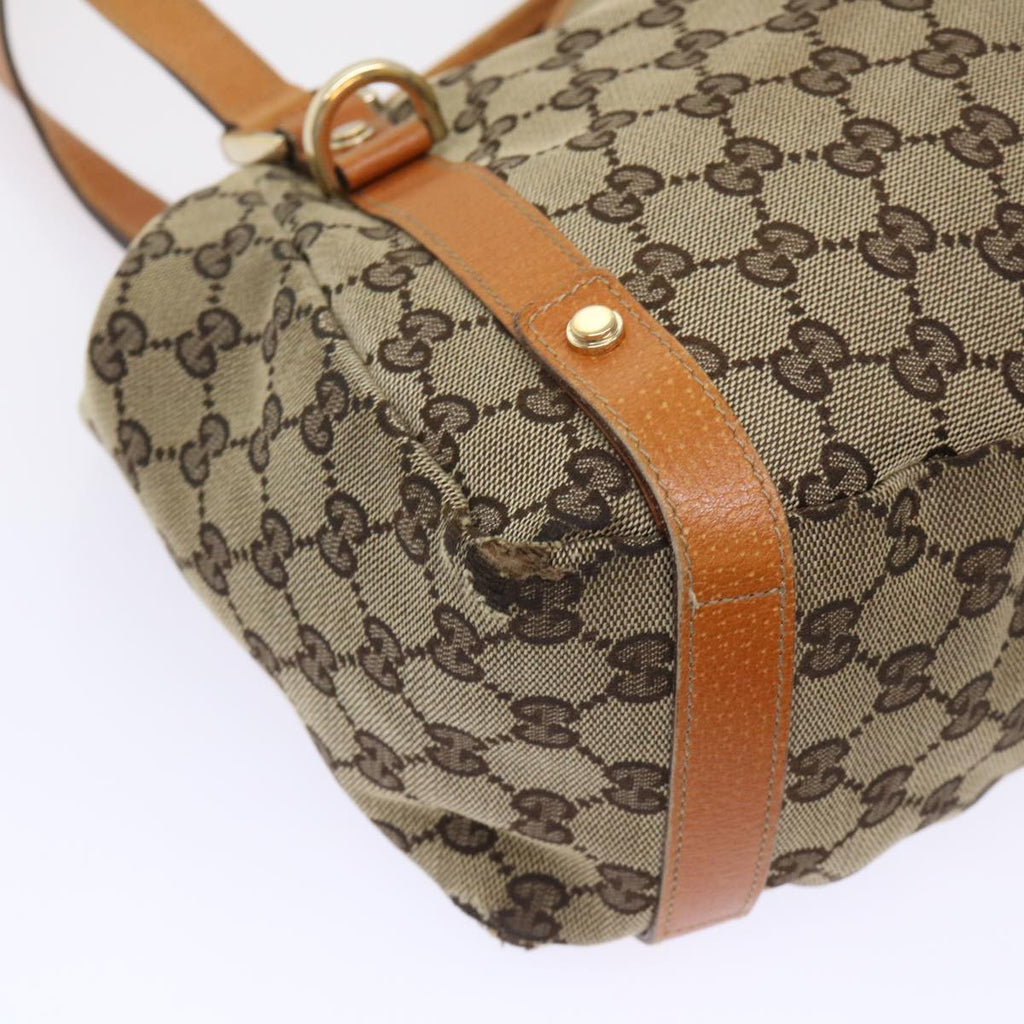 GUCCI GG Canvas Hand Bag Leather Brown  48449