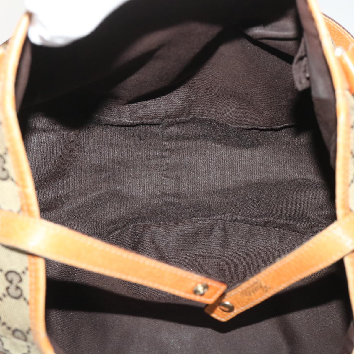 GUCCI GG Canvas Hand Bag Leather Brown  48449
